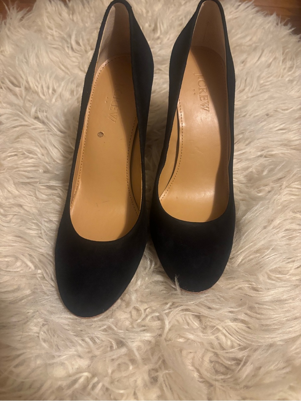 J. Crew Black Suede Round-Toe High Heels